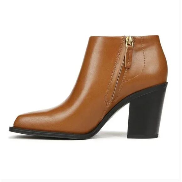 Franco Sarto Vivica Ankle Booties 11 NWOT Tan Square Toe Block Heel Western - Picture 2 of 10